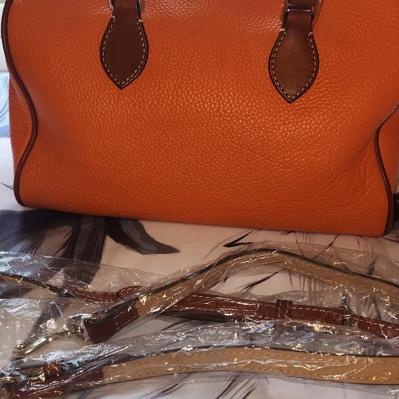 Dooney & Bourke Orange Leather Crossbody Or Satchel Handbag - Picture 3 of 7
